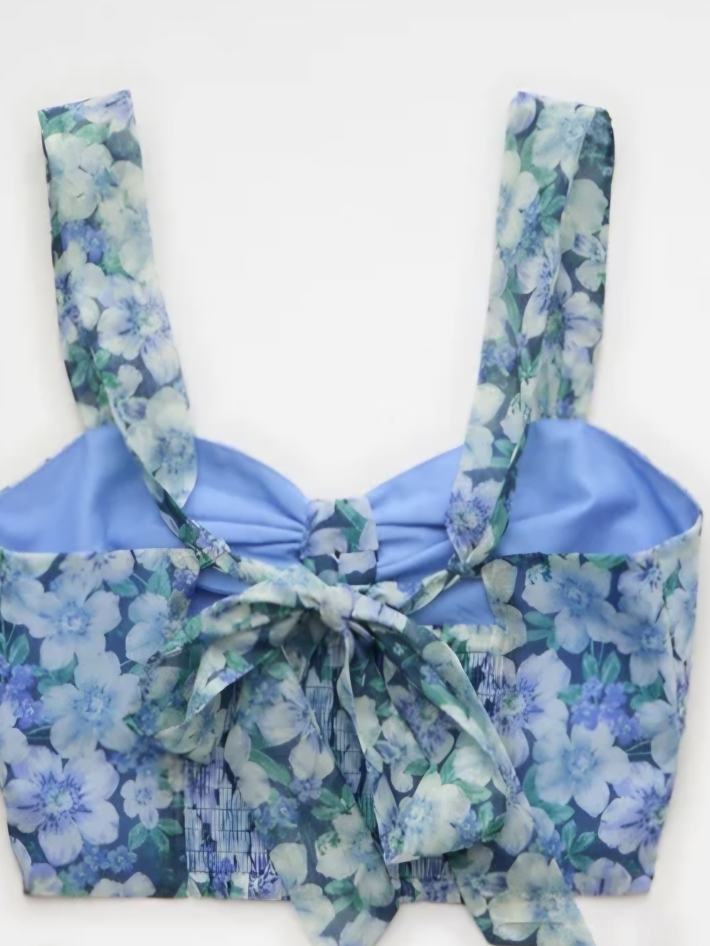 American Eagle Blue Floral Tie-Front One-Piece Top